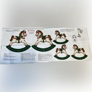 🔴New Vintage Rocking Horse Fabric Panel Appliqué Christmas Holiday Sculpture